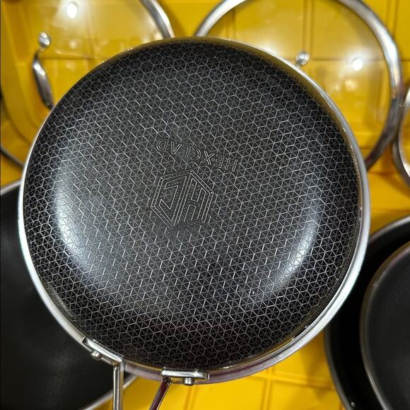 HEXCLAD 7-Piece Nonstick Stainless Steel Frying Pan Set 8 10 12- Lids Wok $600 - Picture 10 of 10